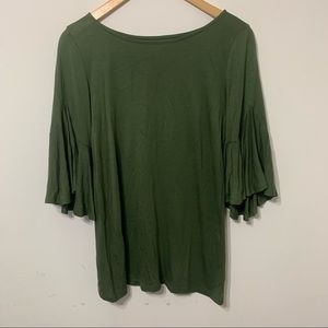 The Loft Green Blouse with flowy sleeves (S)